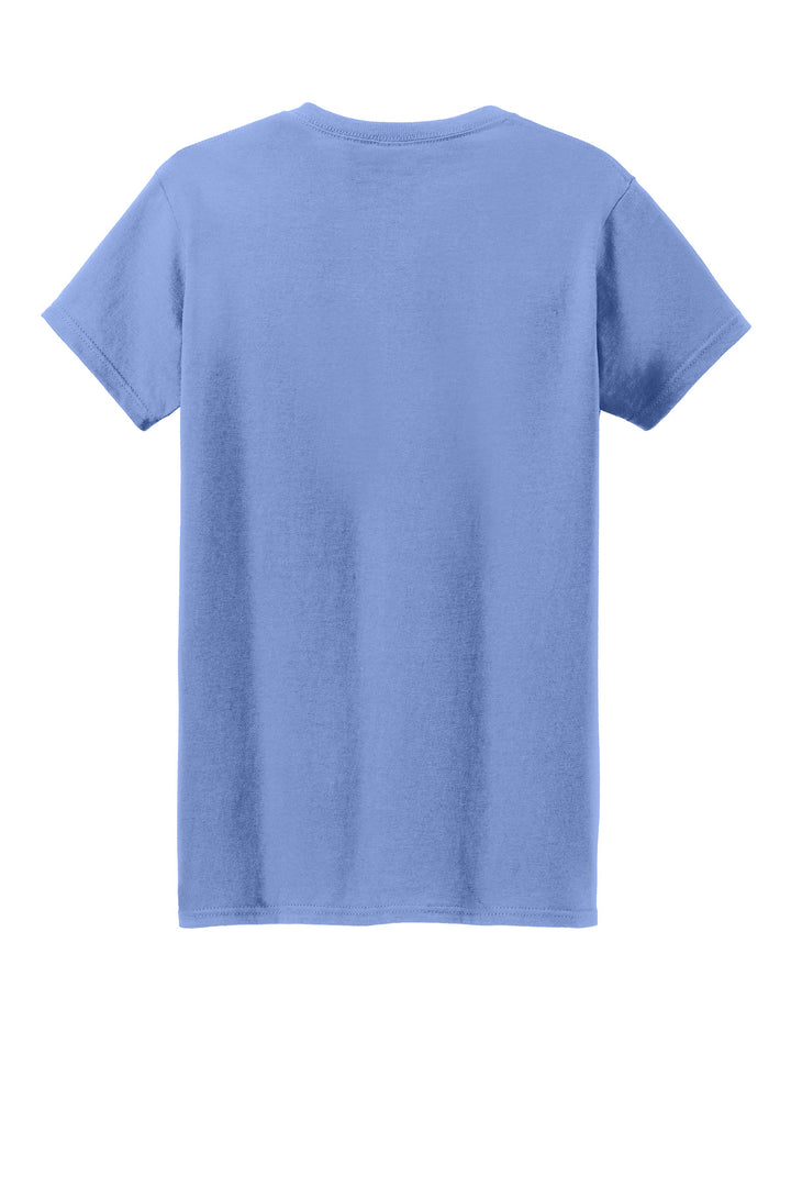 Rear View of Violet Gildan Women's Heavy Cotton 100% Cotton T-Shirt. 5000L