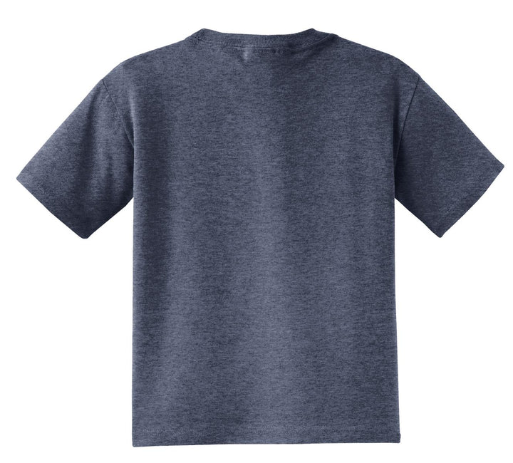Rear View of Vntg Hthr Navy Jerzees - Youth Dri-Power 50/50 Cotton/Poly T-Shirt. 29B