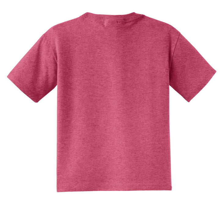 Rear View of Vntg Hthr Red Jerzees - Youth Dri-Power 50/50 Cotton/Poly T-Shirt. 29B