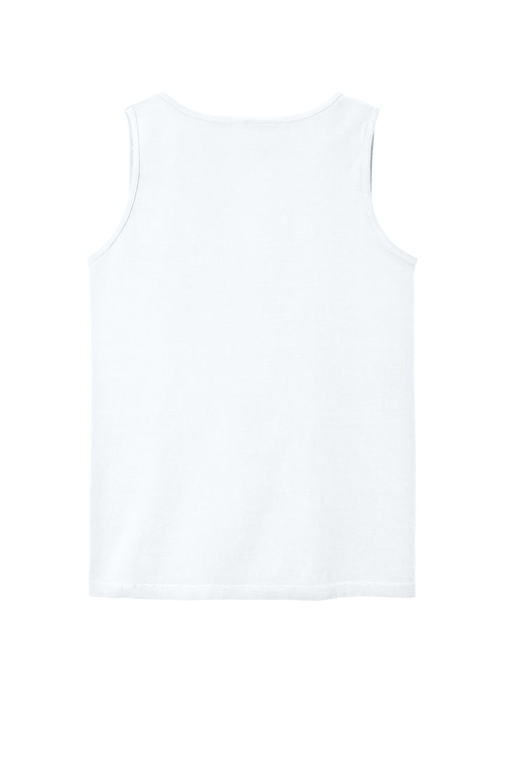Rear View of White COMFORT COLORS Heavyweight Ring Spun Tank Top. 9360
