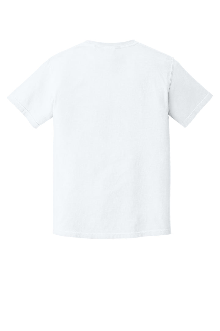 Rear View of White COMFORT COLORS Heavyweight Ring Spun Tee. 1717