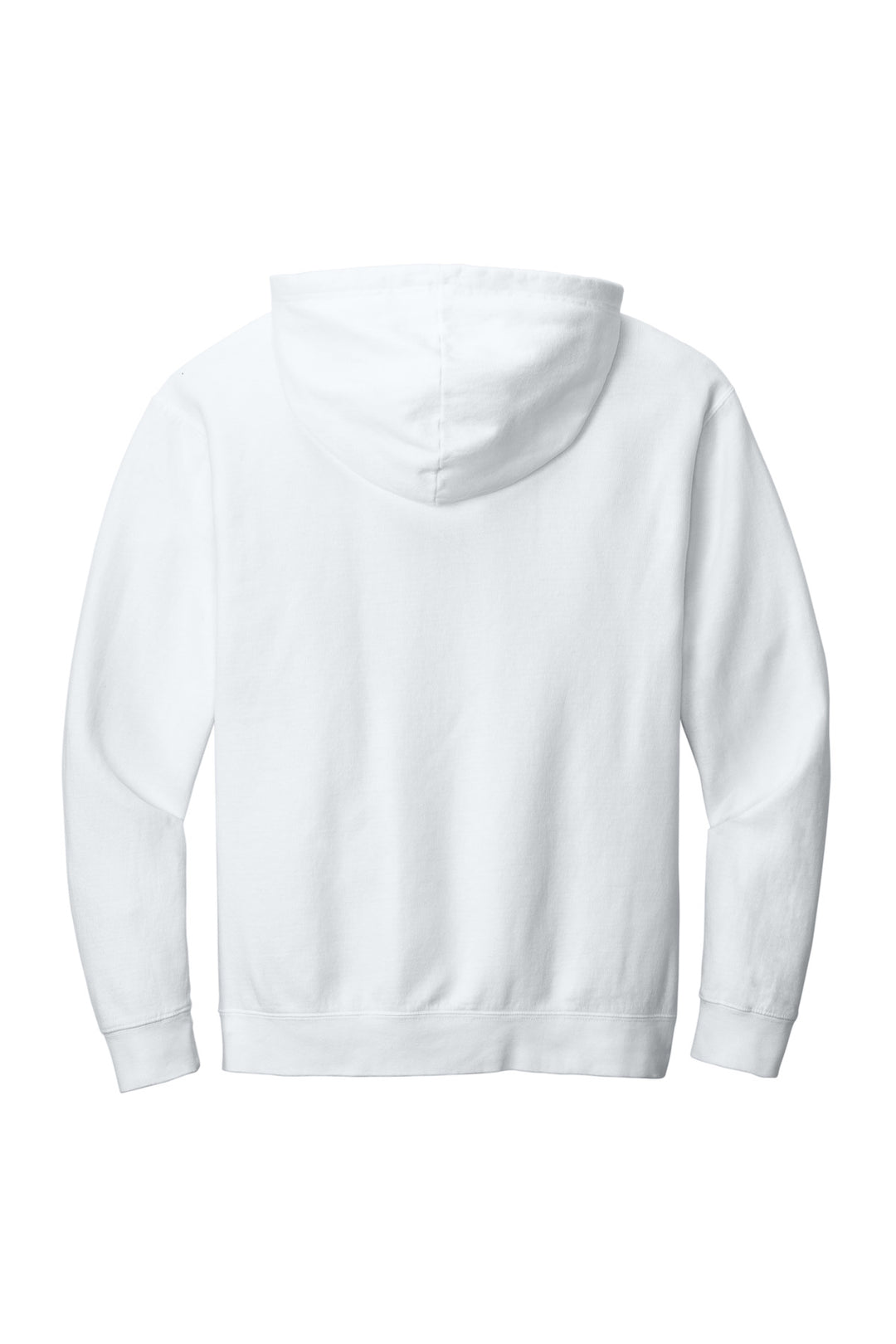 Rear View of White Comfort Colors Lightweight Hooded Sweatshirt 1467