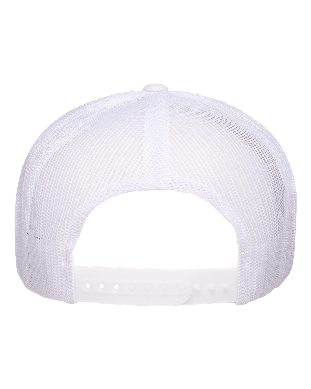 Rear View of White Five-Panel Classic Trucker Cap - 6006