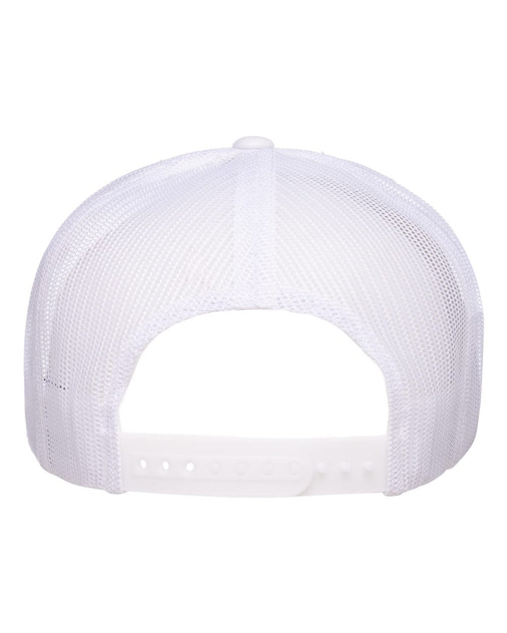 Rear View of White Five-Panel Classic Trucker Cap - 6006