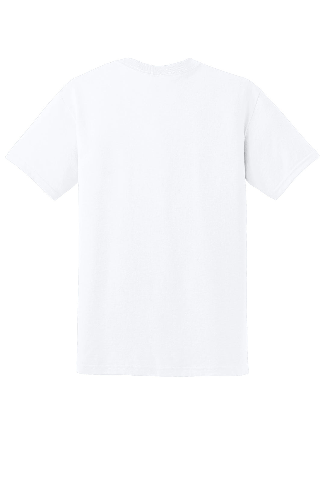 Rear View of White Gildan DryBlend 50 Cotton/50 Poly T-Shirt. 8000