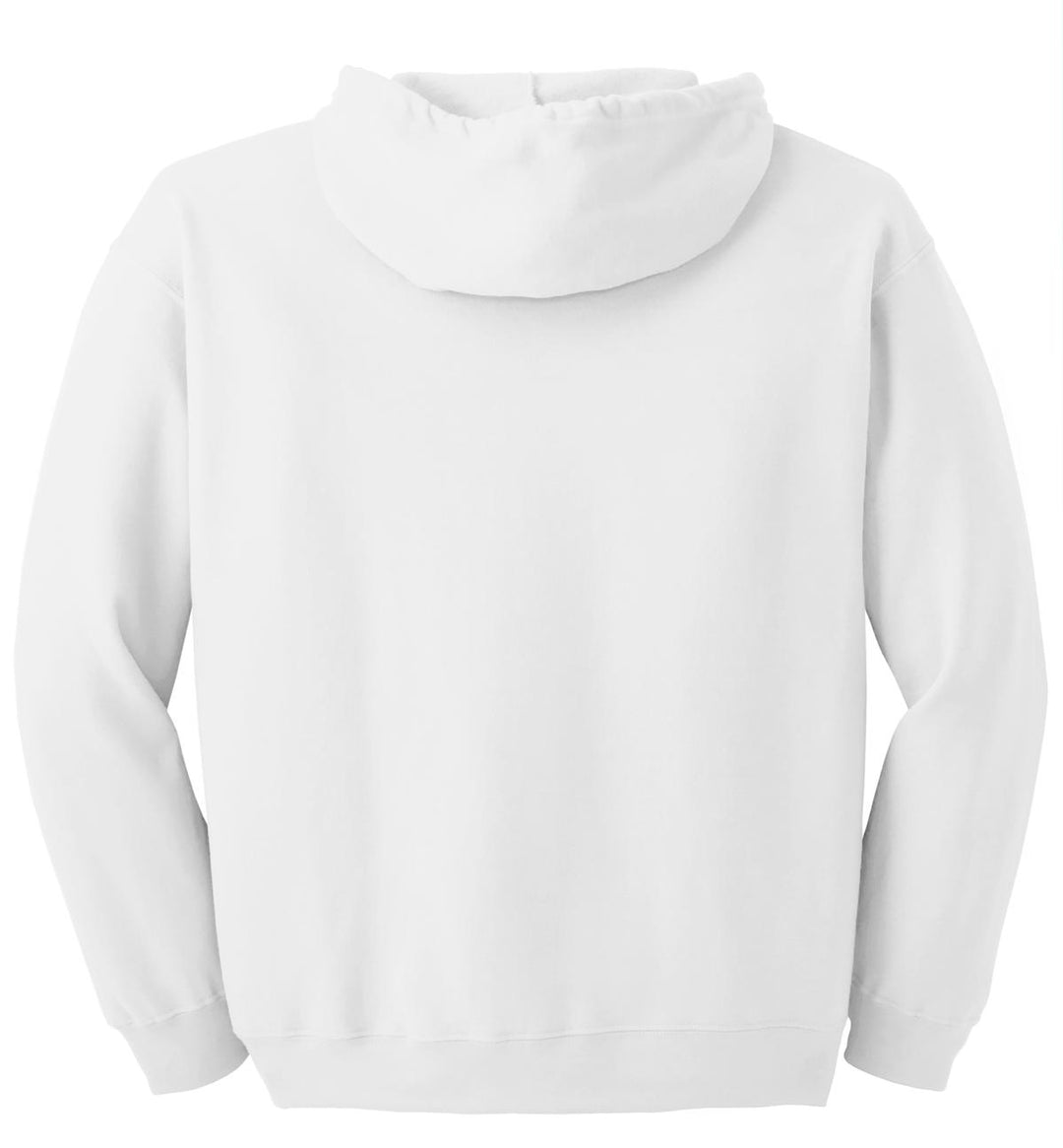 Rear View of White Gildan - Heavy Blend Full-Zip Hooded Sweatshirt. 18600