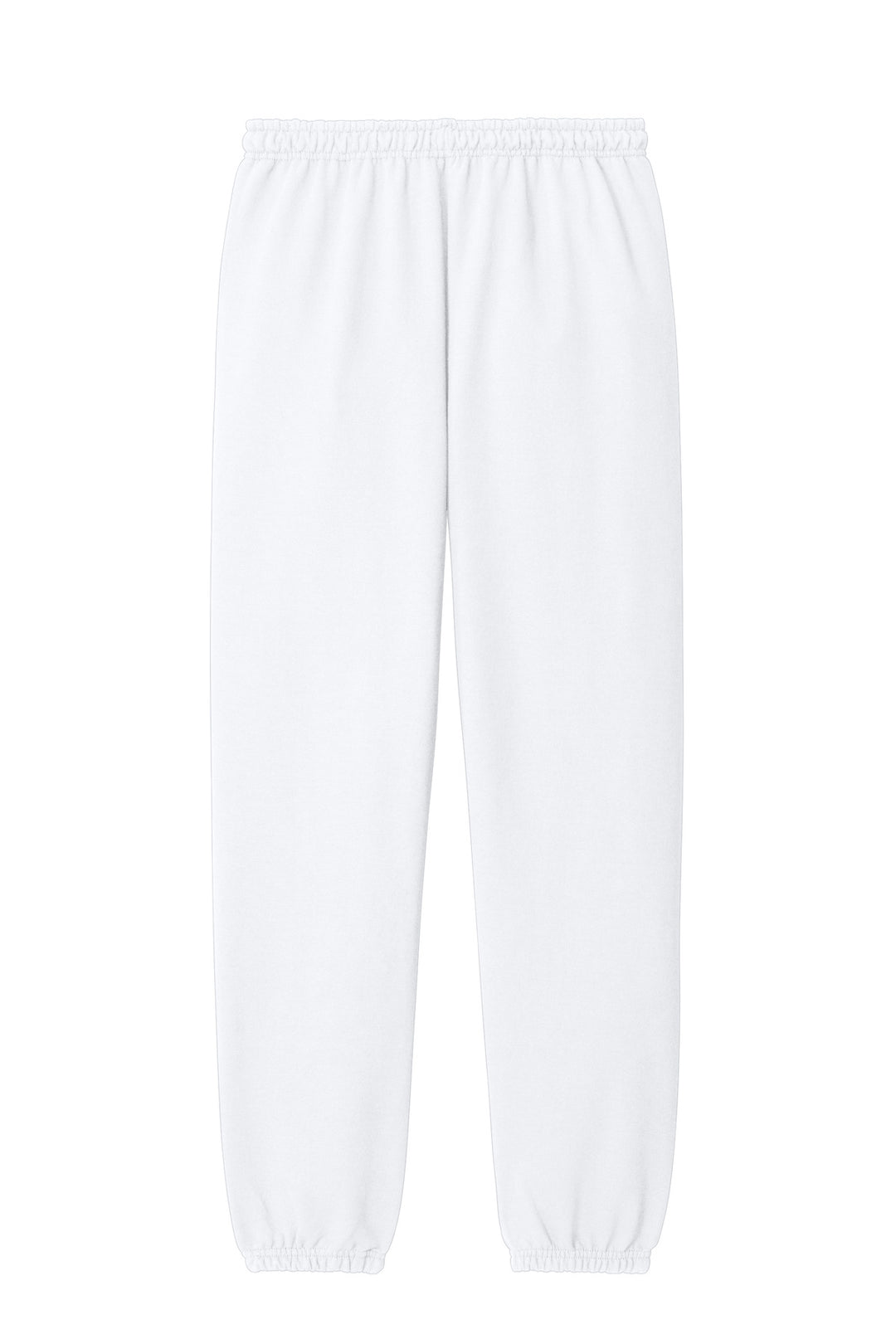 Rear View of White Gildan Heavy Blend Sweatpant. 18200