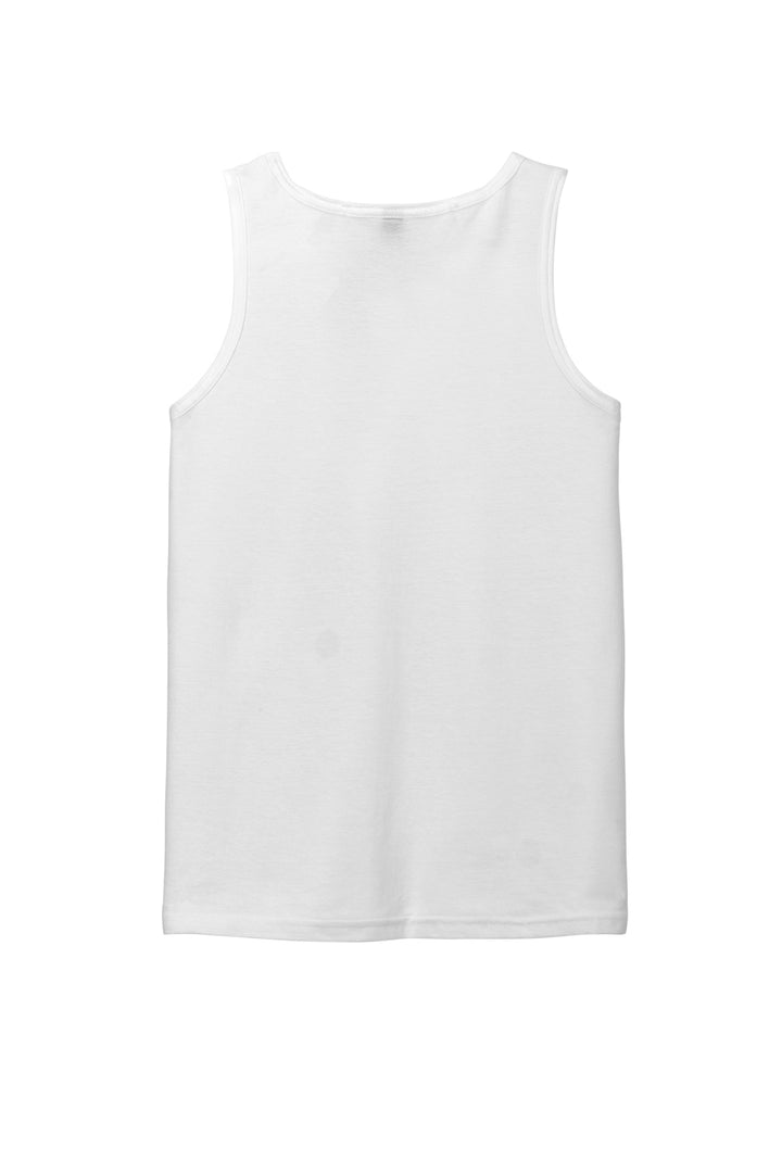 Rear View of White Gildan Softstyle Tank Top 64200