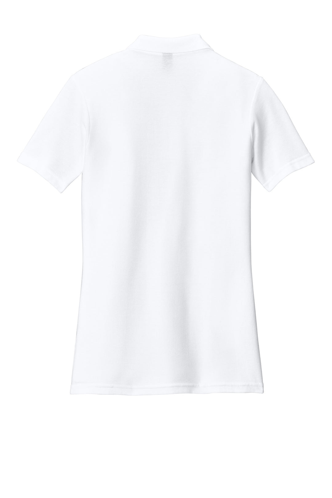 Rear View of White Gildan Softstyle Women's Pique Polo 64800L