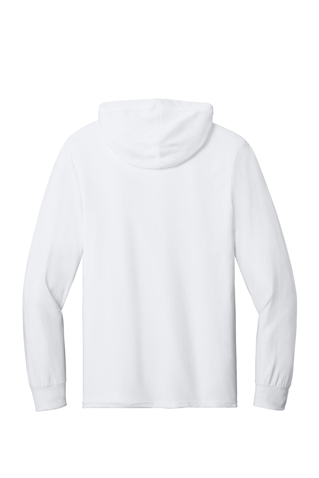 Rear View of White Jerzees Classics Unisex Cotton Long Sleeve Hooded T-Shirt 363LH