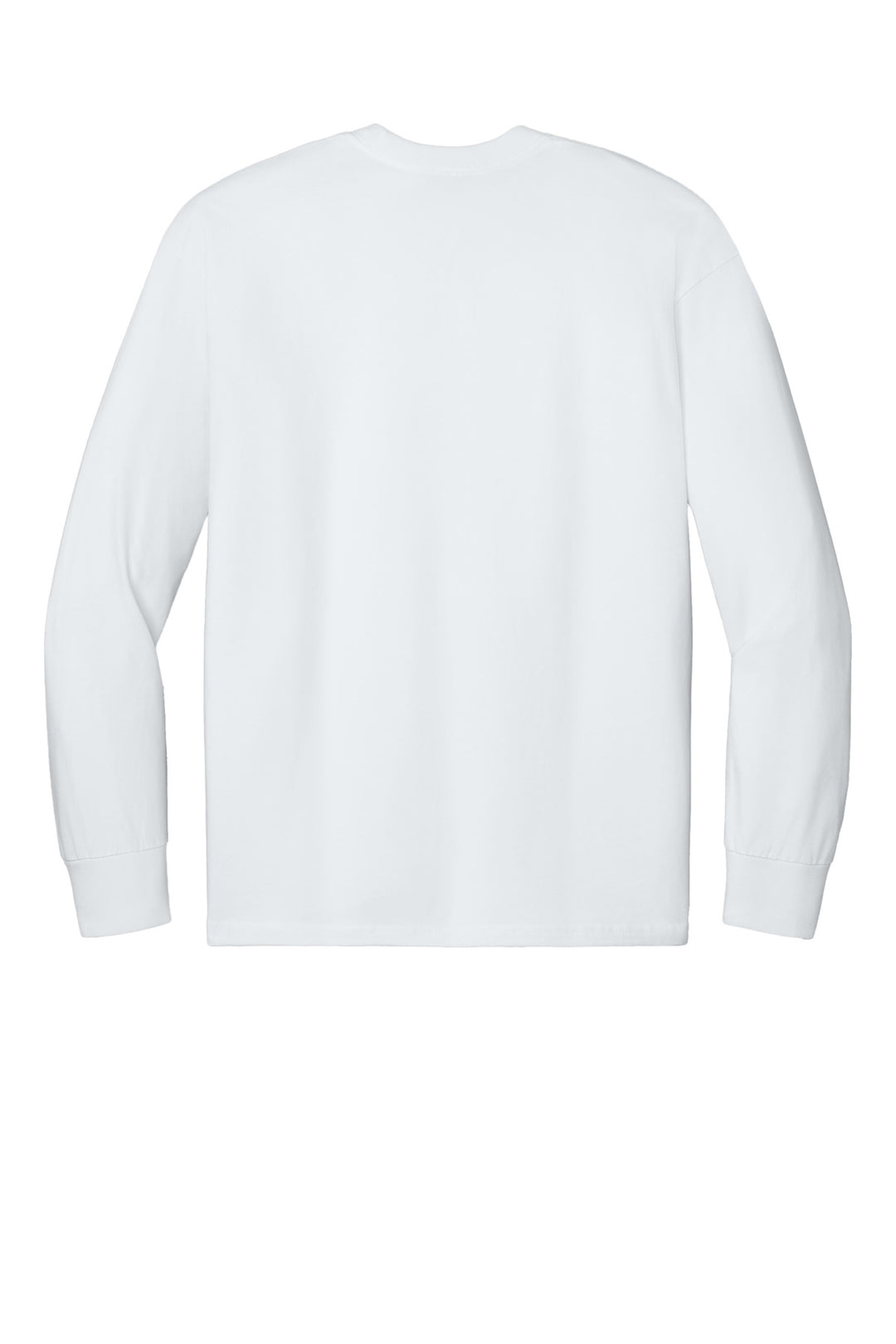 Rear View of White Next Level Apparel Heavyweight Long Sleeve Tee NL7211