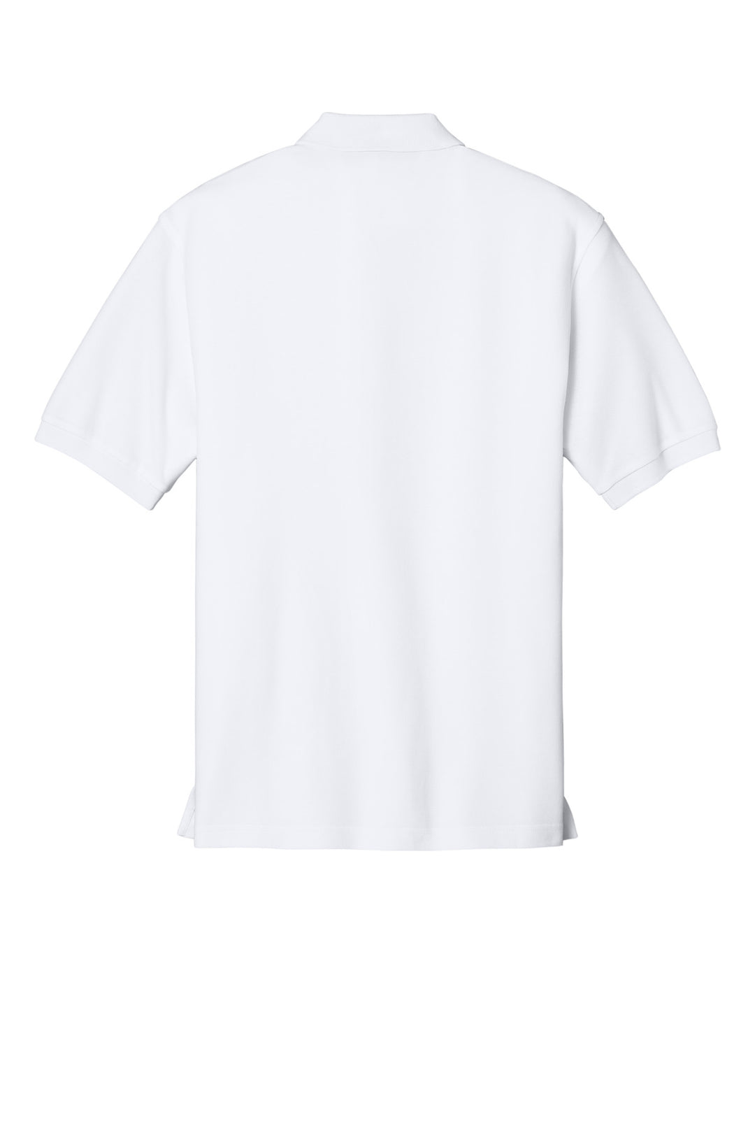 Rear View of White Port Authority Silk Touch Polo K500