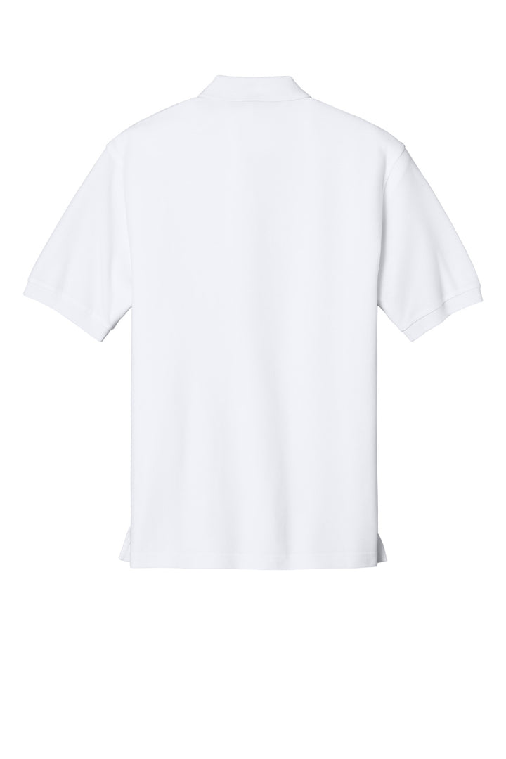 Rear View of White Port Authority Silk Touch Polo K500