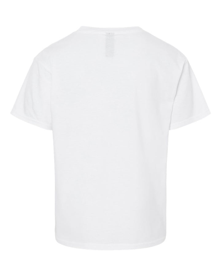 Rear View of White Softstyle® Youth T-Shirt - 64000B