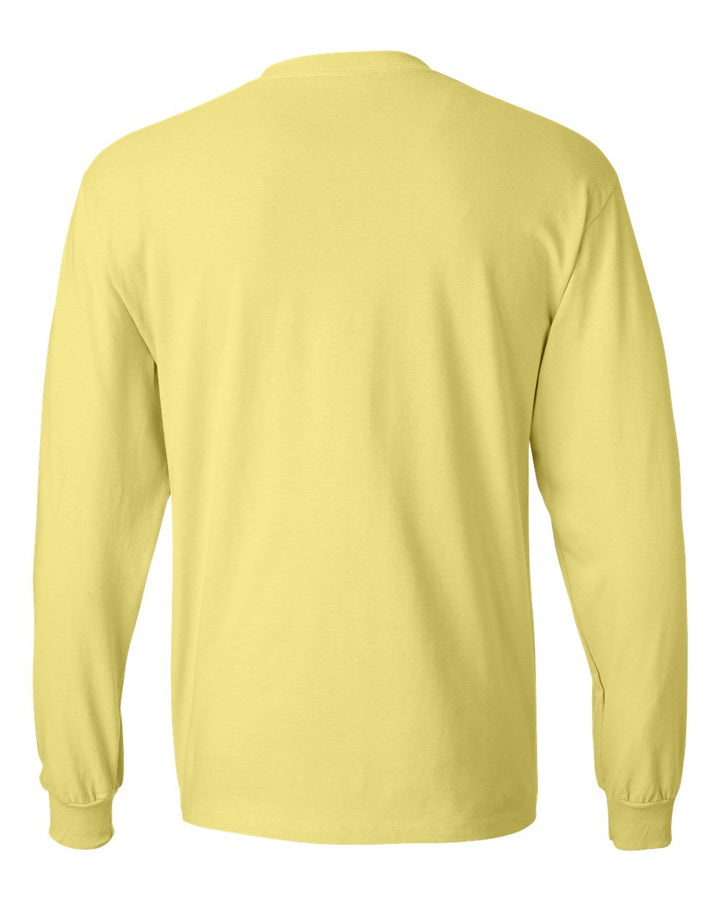 Rear View of Yellow Beefy-T® Long Sleeve T-Shirt - 5186