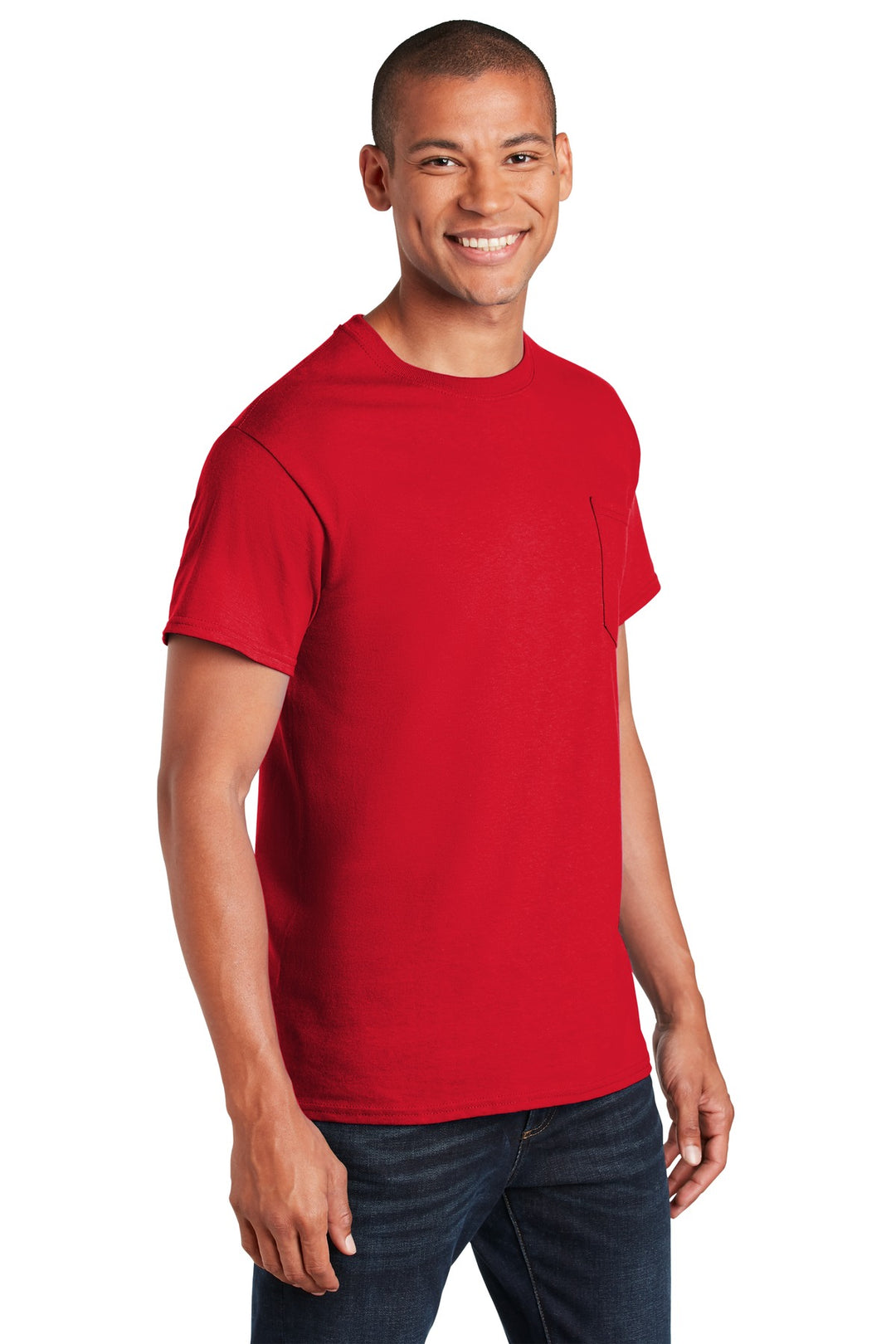 RED Gildan - Ultra Cotton 100% US Cotton T-Shirt with Pocket. 2300