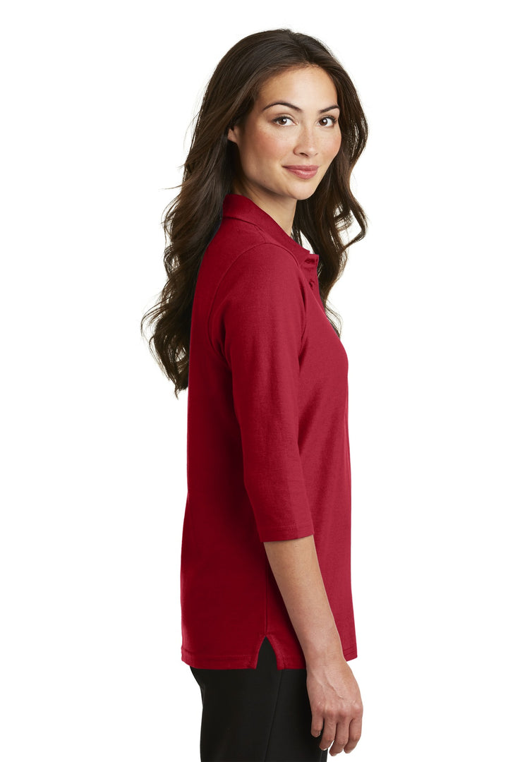 Red Port Authority Women's Silk Touch 3/4-Sleeve Polo. L562