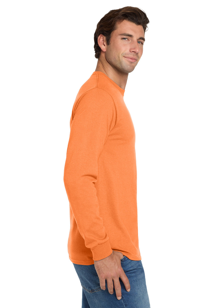 Safety Orange Jerzees - Dri-Power 50/50 Cotton/Poly Long Sleeve T-Shirt. 29LS