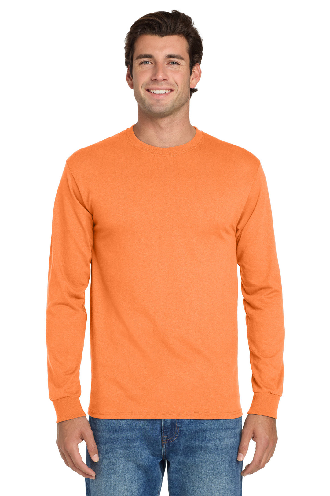 Safety Orange Jerzees - Dri-Power 50/50 Cotton/Poly Long Sleeve T-Shirt. 29LS