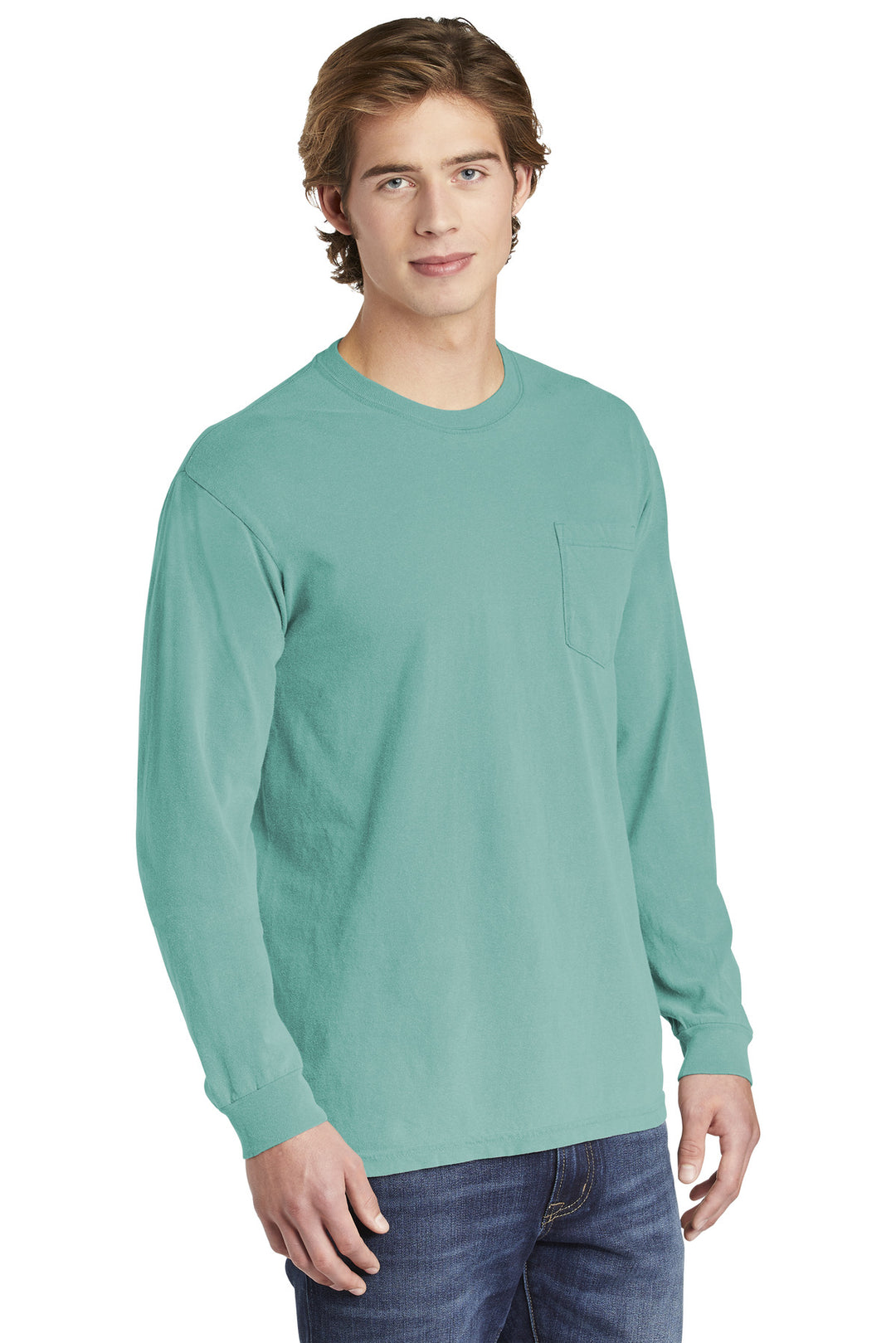 Seafoam COMFORT COLORS Heavyweight Ring Spun Long Sleeve Pocket Tee. 4410
