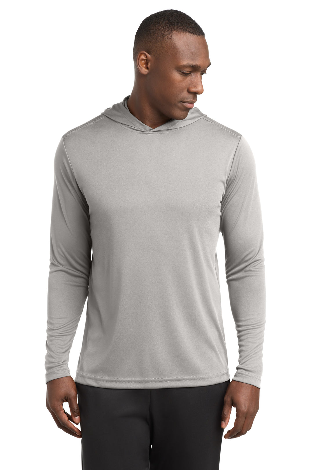 Silver Sport-Tek PosiCharge Competitor Hooded Pullover. ST358