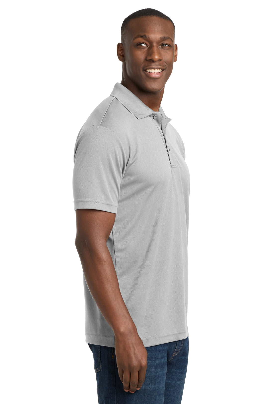 Silver Sport-Tek PosiCharge RacerMesh Polo. ST640