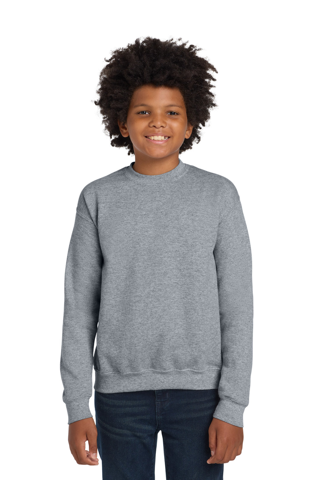 Sport Grey Gildan Youth Heavy Blend Crewneck Sweatshirt. 18000B