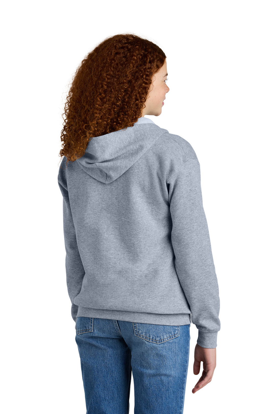 Sport Grey Gildan Youth Heavy Blend Full-Zip Hooded Sweatshirt. 18600B