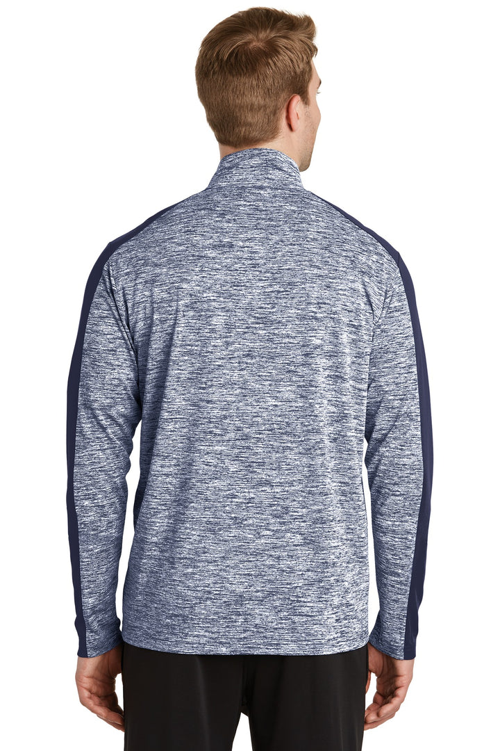 Tr Navy E/T Ny Sport-Tek PosiCharge Electric Heather Colorblock 1/4-Zip Pullover. ST397