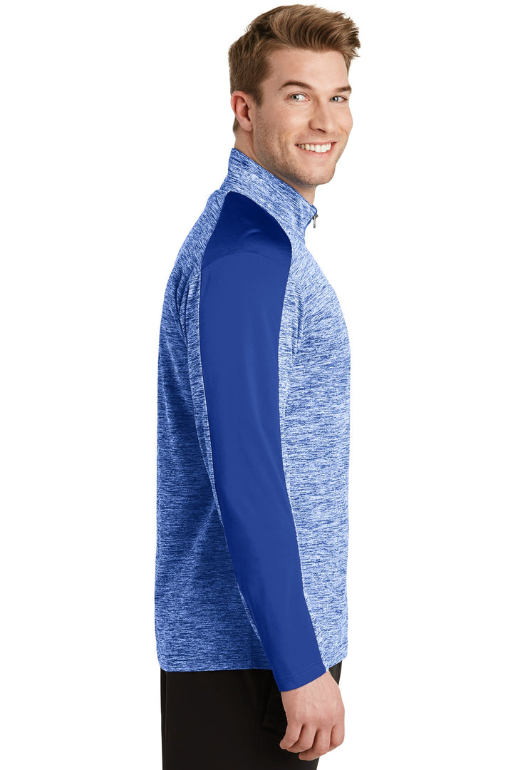 Tr Roy E/Tr Ry Sport-Tek PosiCharge Electric Heather Colorblock 1/4-Zip Pullover. ST397