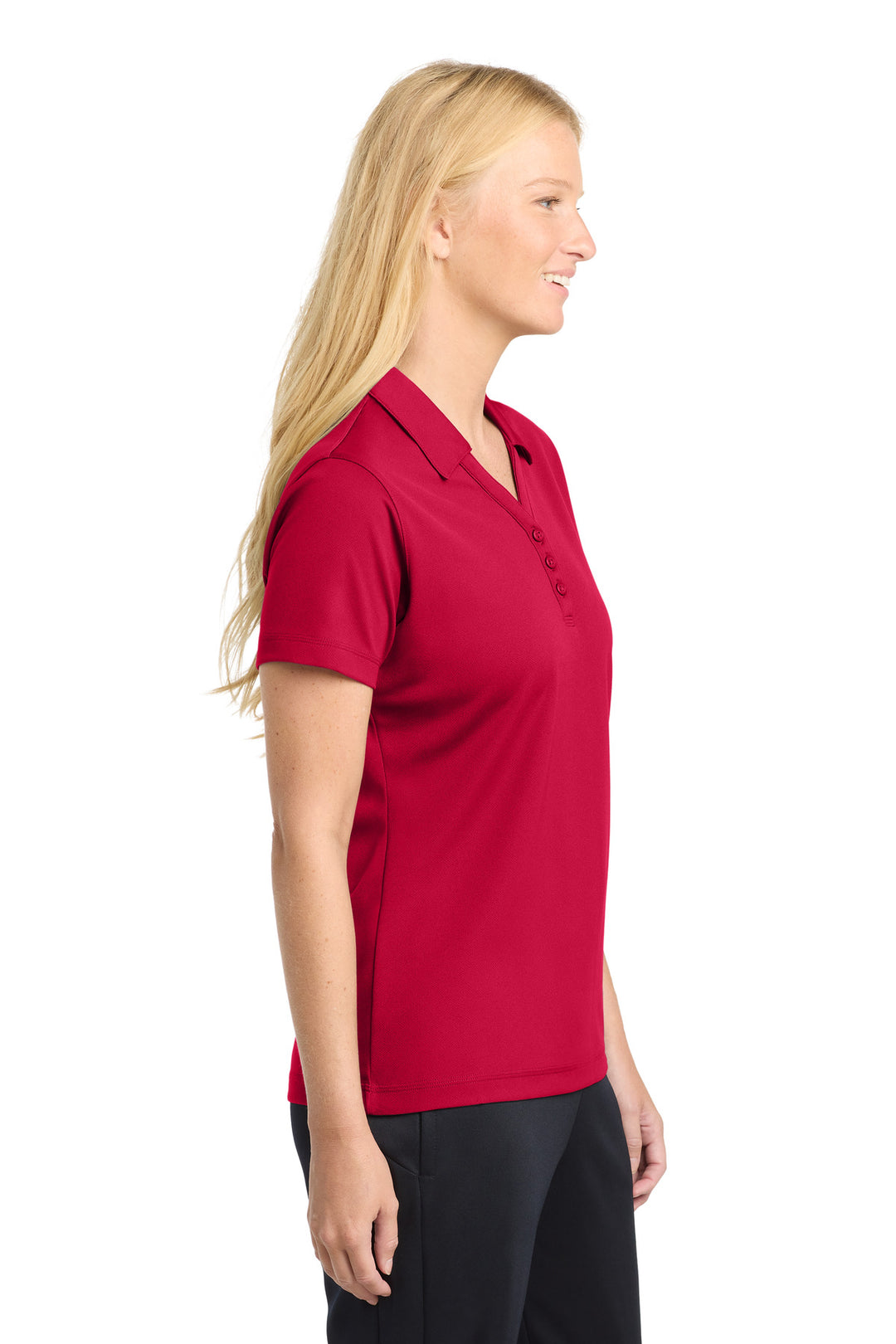 True Red Sport-Tek Women's PosiCharge Micro-Mesh Polo. LST680