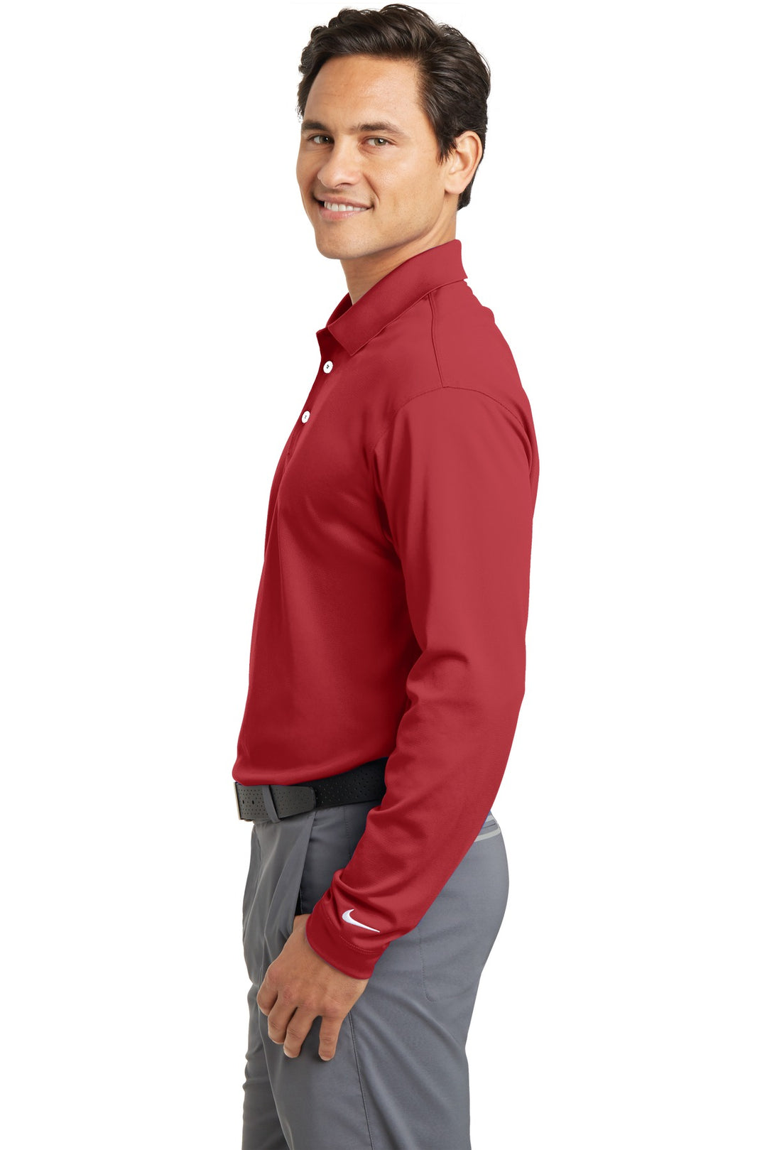 Varsity Red Nike Long Sleeve Dri-FIT Stretch Tech Polo. 466364