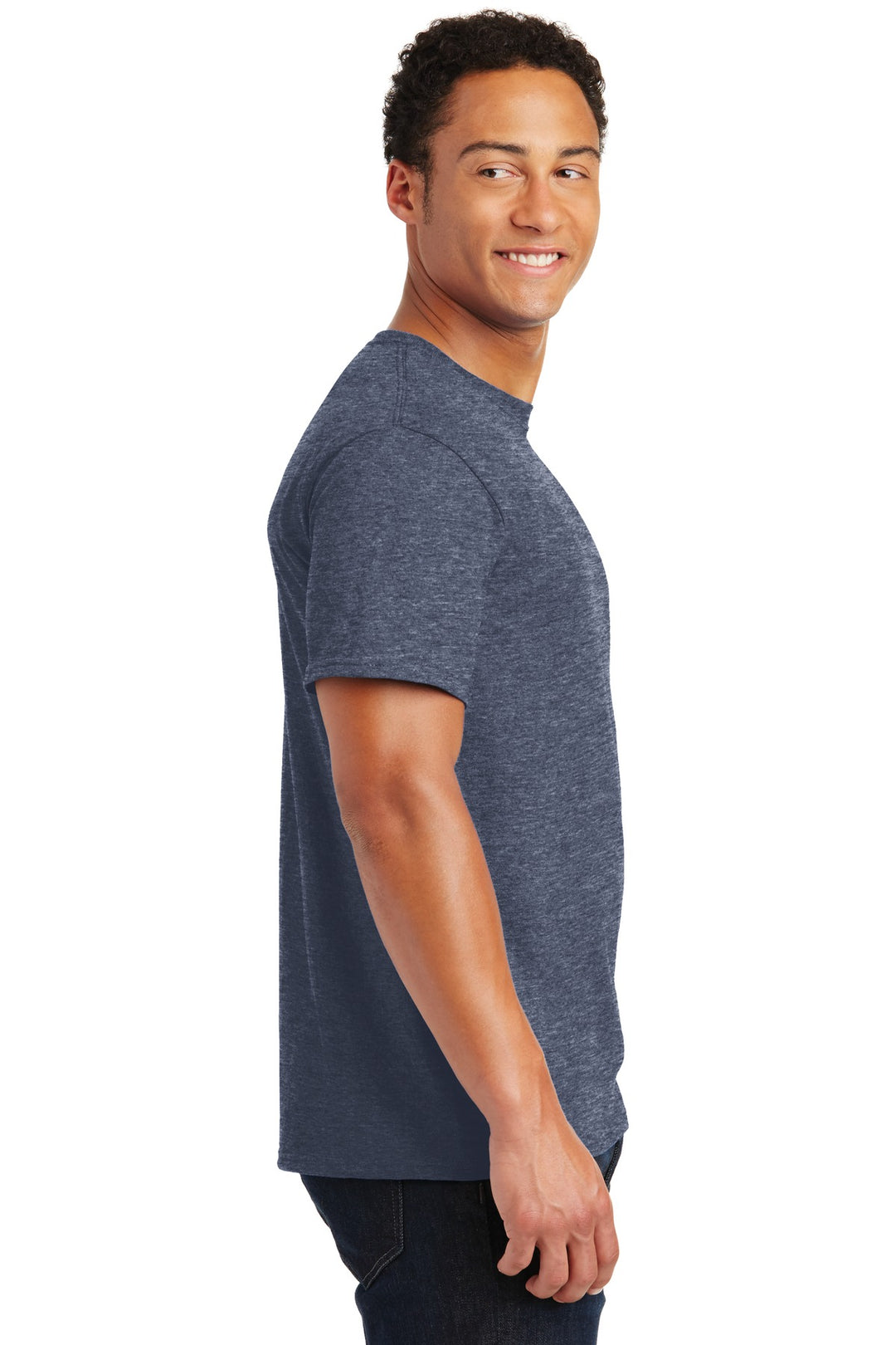 Vntg He Navy Jerzees - Dri-Power 50/50 Cotton/Poly T-Shirt. 29M