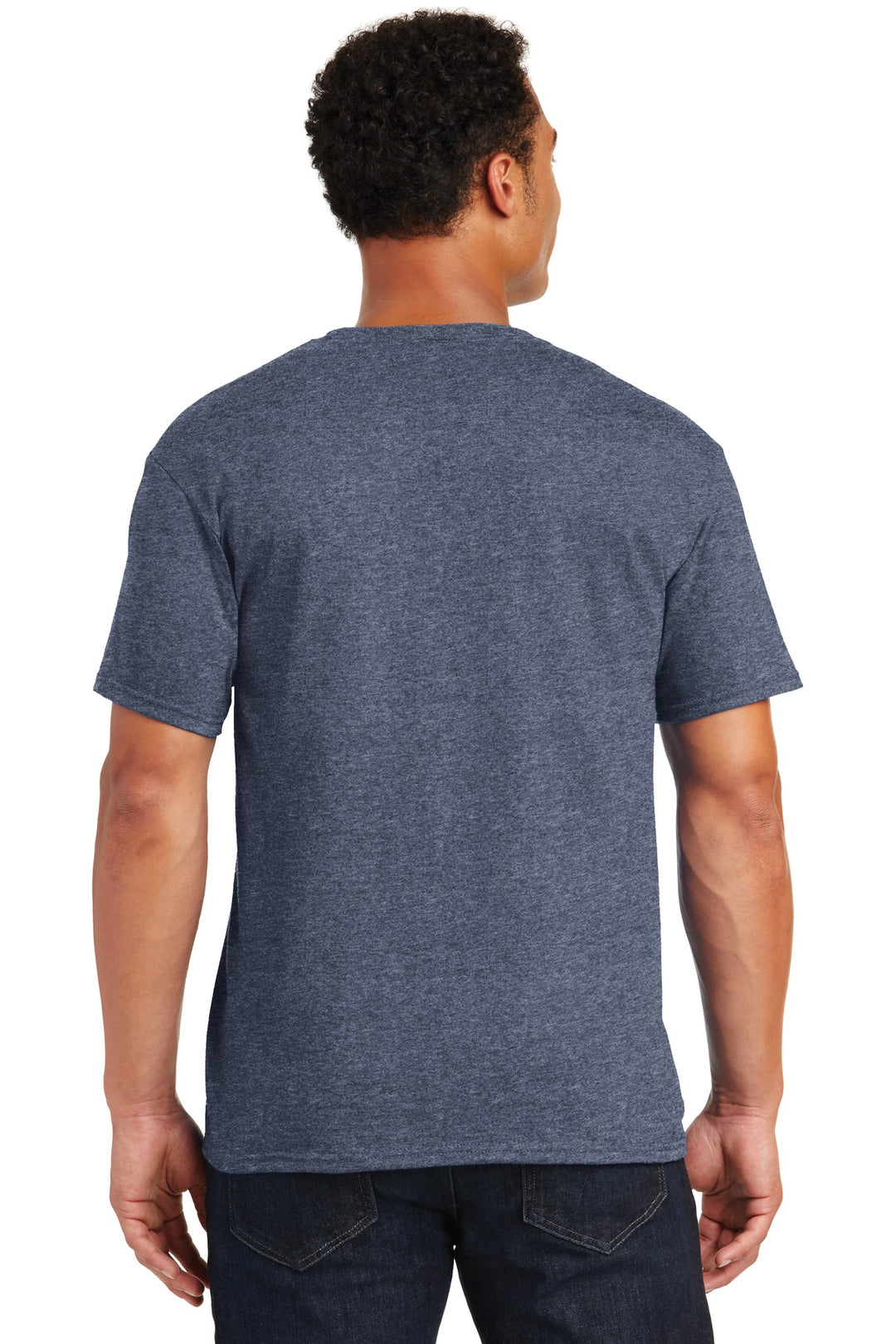Vntg He Navy Jerzees - Dri-Power 50/50 Cotton/Poly T-Shirt. 29M
