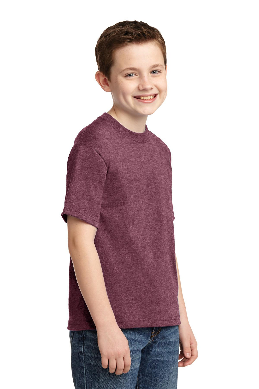 Vntg Hthr Marn Jerzees - Youth Dri-Power 50/50 Cotton/Poly T-Shirt. 29B