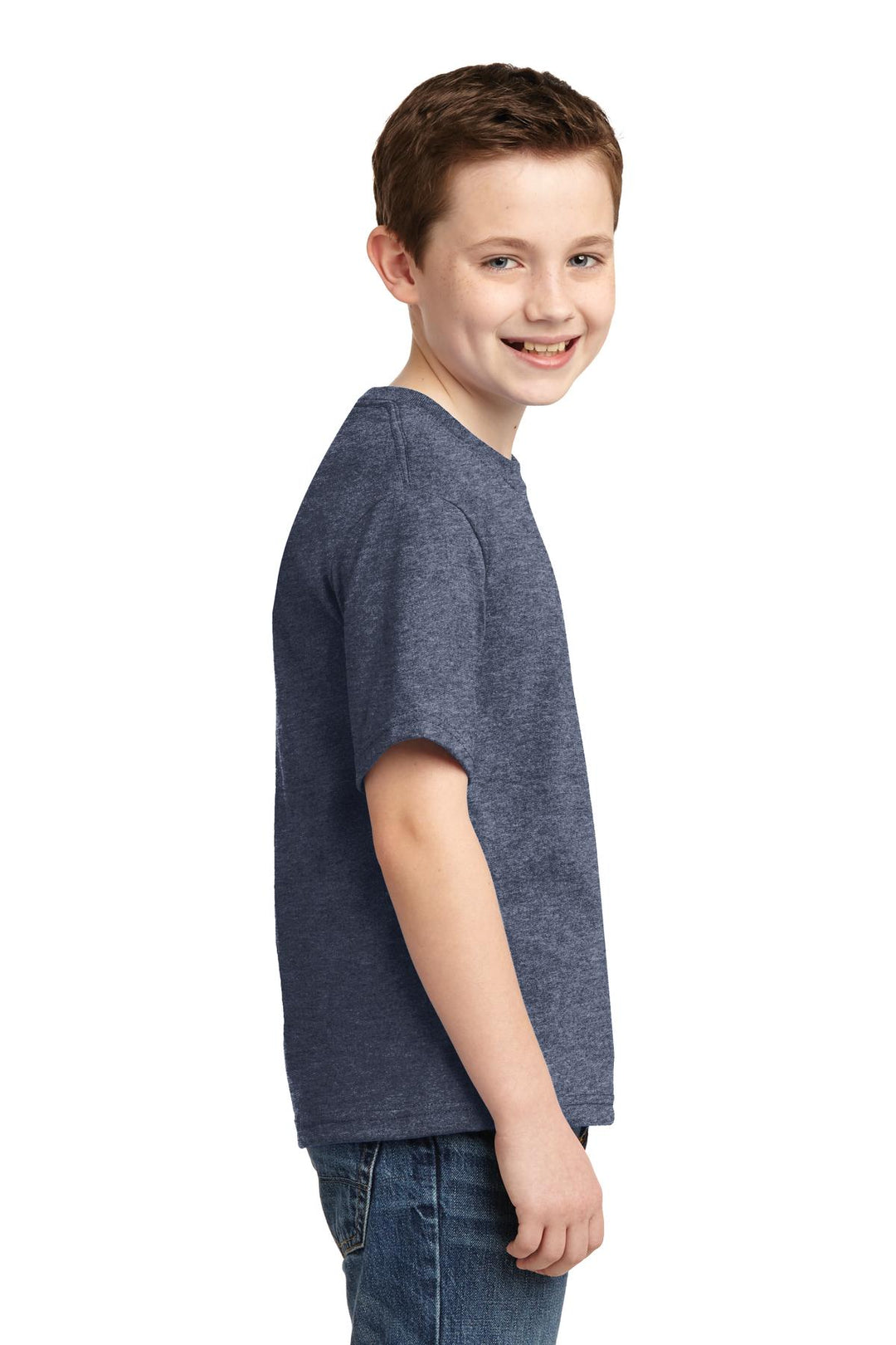 Vntg Hthr Navy Jerzees - Youth Dri-Power 50/50 Cotton/Poly T-Shirt. 29B