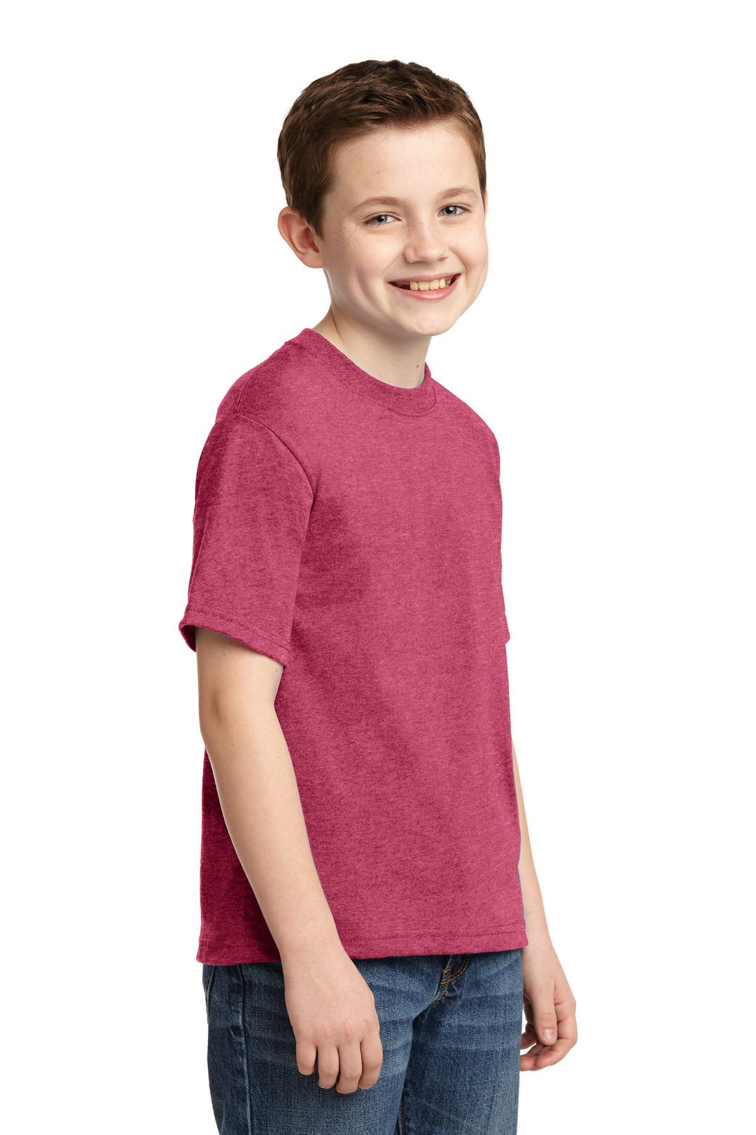 Vntg Hthr Red Jerzees - Youth Dri-Power 50/50 Cotton/Poly T-Shirt. 29B