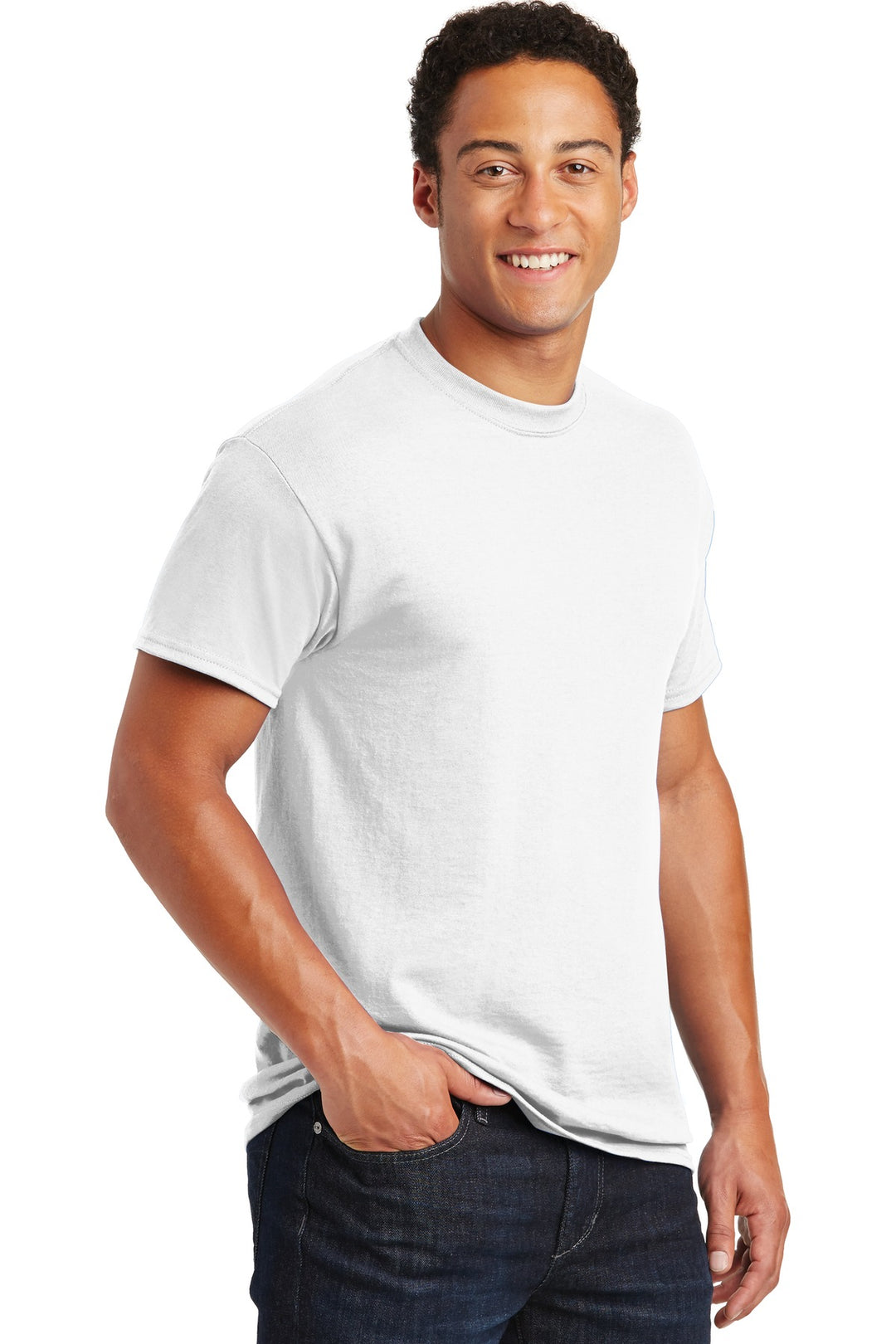 White Gildan DryBlend 50 Cotton/50 Poly T-Shirt. 8000