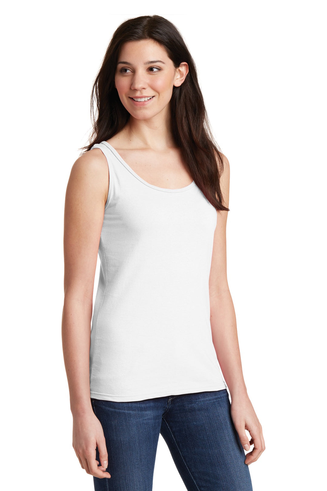 White Gildan Softstyle Junior Fit Tank Top. 64200L