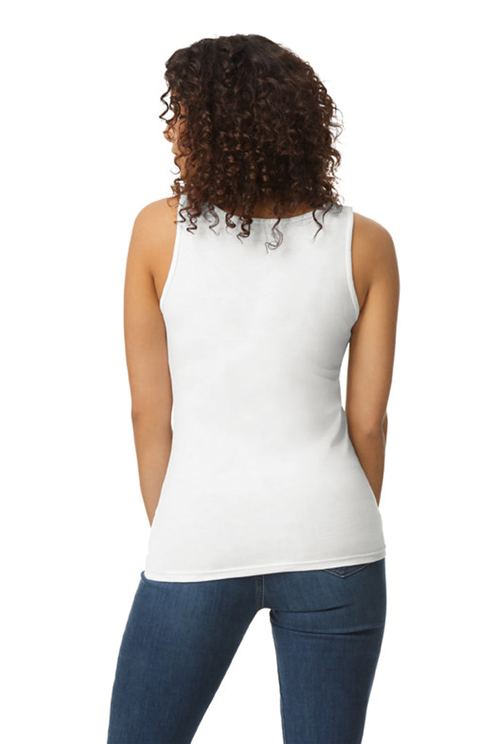 White Gildan Softstyle Junior Fit Tank Top. 64200L