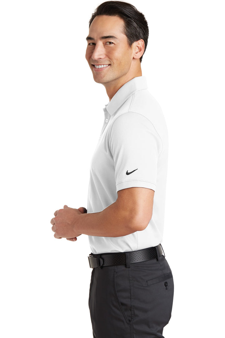 White Nike Dri-FIT Solid Icon Pique Modern Fit Polo. 746099
