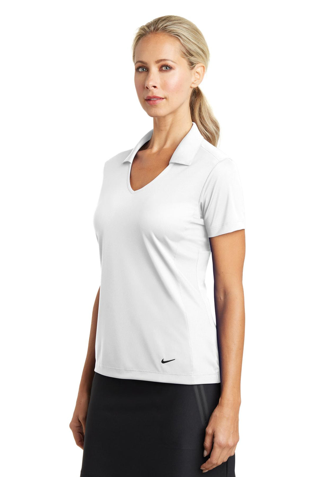 White Nike Women's Dri-FIT Vertical Mesh Polo. 637165