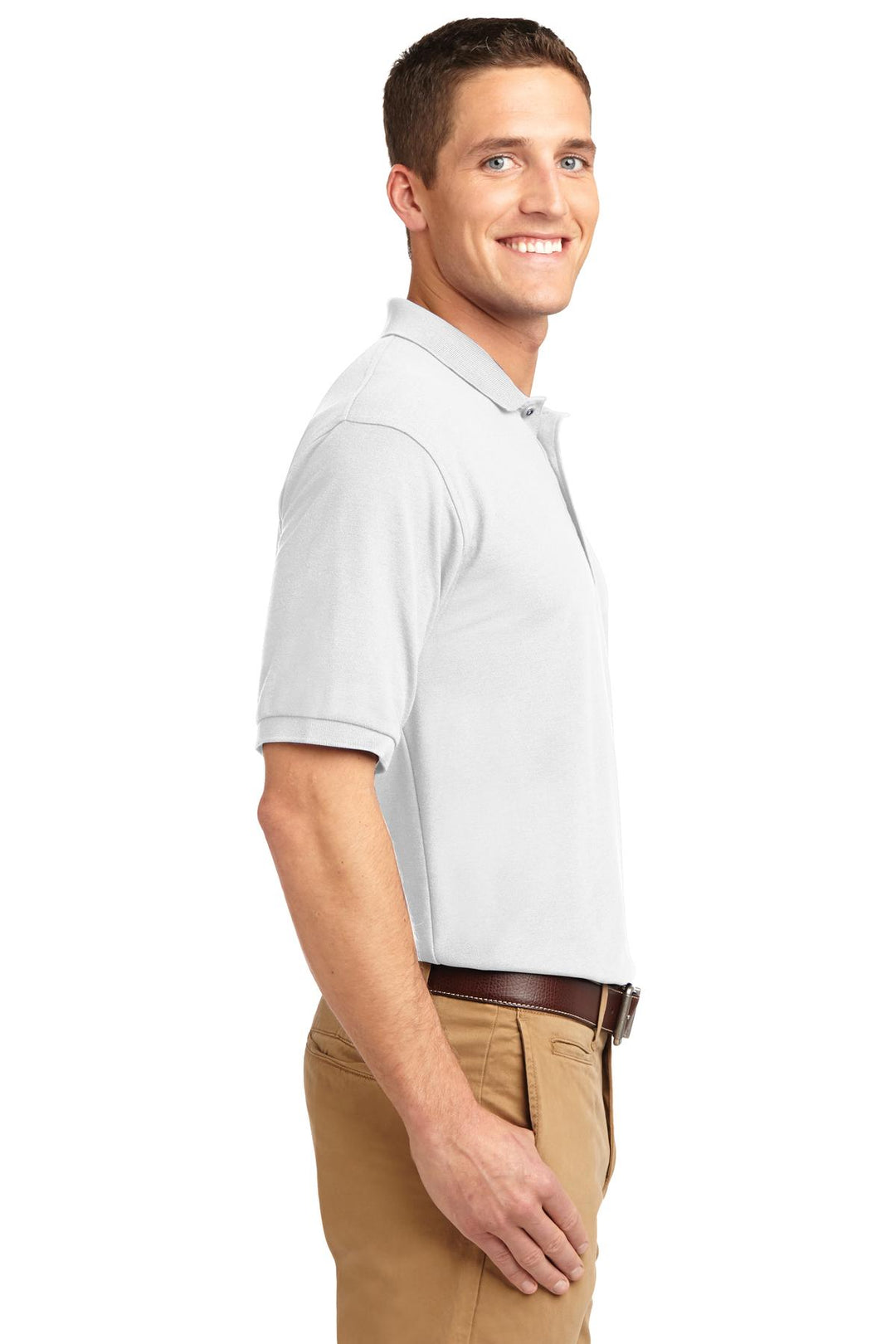 White Port Authority Silk Touch Polo K500
