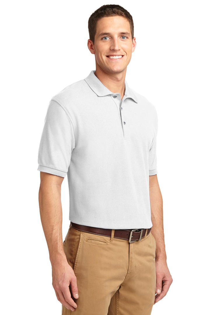 White Port Authority Silk Touch Polo K500