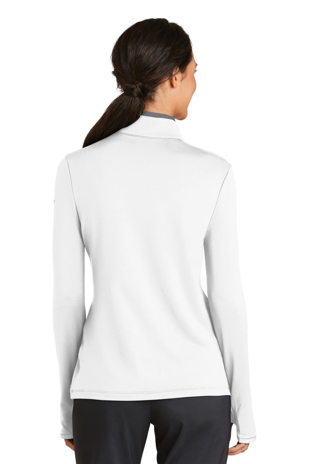 White/Dk Grey Nike Women's Dri-FIT Stretch 1/2-Zip Cover-Up. 779796